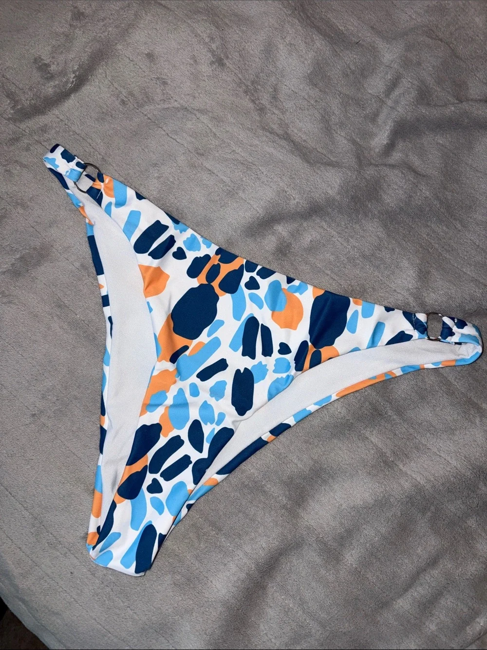 SHEIN Blue and Orange Abstract Triangle Bikini Set